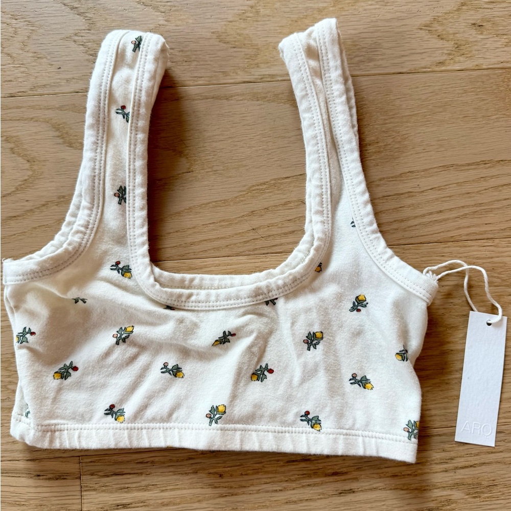 ARQ Wide Strap Bra / Yellow Calico / XS - NWT